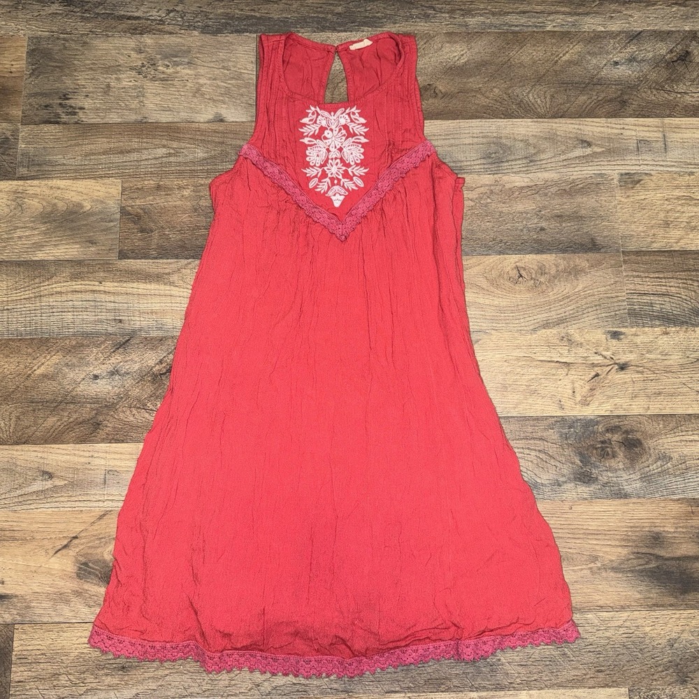 Hollister Embroidered Sleeveless‎ Tank Dress Red Sz S
